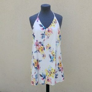 White Halter Floral Dress (NEW)